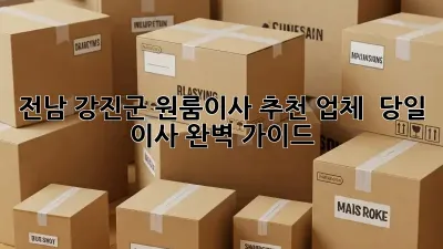 전남 강진군 원룸이사? 추천 업체 & 당일 이사 완벽 가이드!