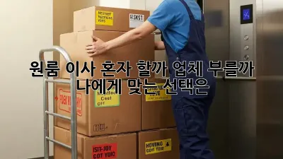 원룸 이사, 혼자 할까? 업체 부를까?  나에게 맞는 선택은?
